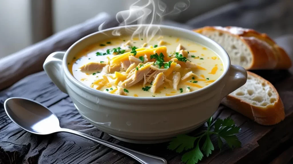 Sopa cremosa de frango com queijo é a escolha perfeita para aquecer os dias frios com sabor e conforto.